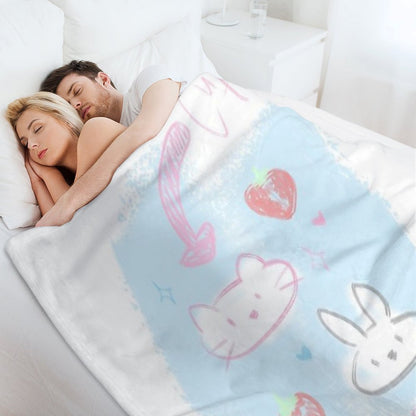 Bunny And Kitty Design (blue Ver 2) Throw Blanket