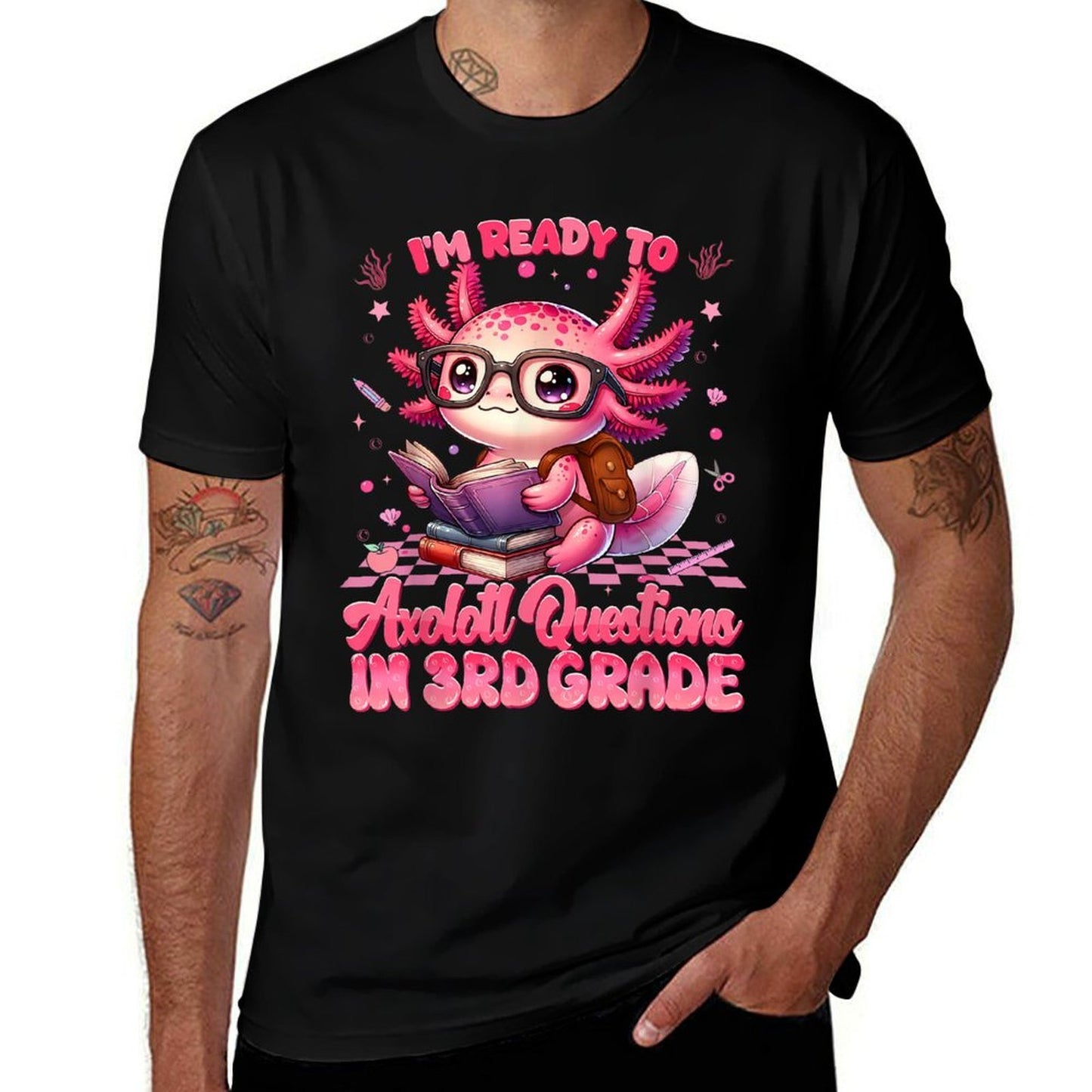 Ready To 3rd Grade Axolotl Question First Day Of School Girl  Graphic-printed T-Shirt