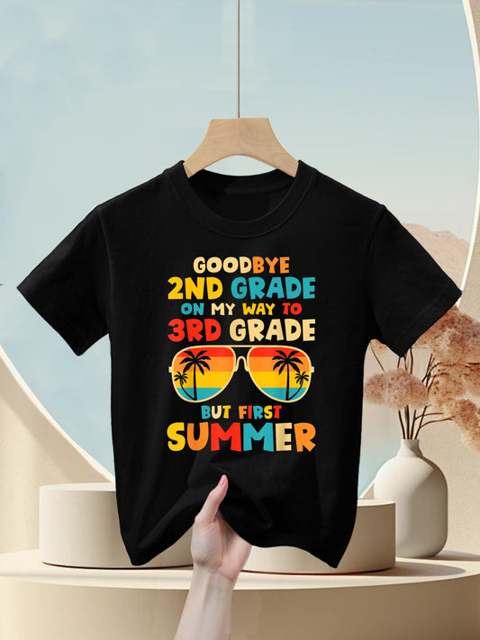 Goodbye 2nd Grade Graduation To 3rd Grade Hello Summer Kids Kids T-Shirt