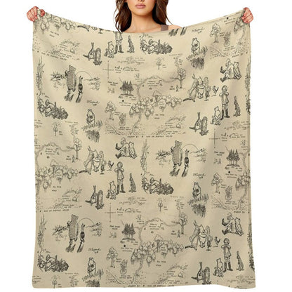 100 Aker Wood (Cream) Throw Blanket