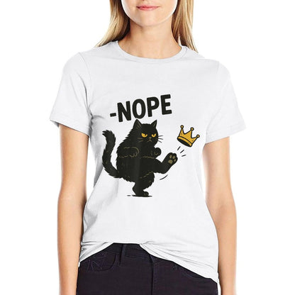 Nope No Kings In America Black Cat We The People Political  Summer-ready Fabric T-Shirt
