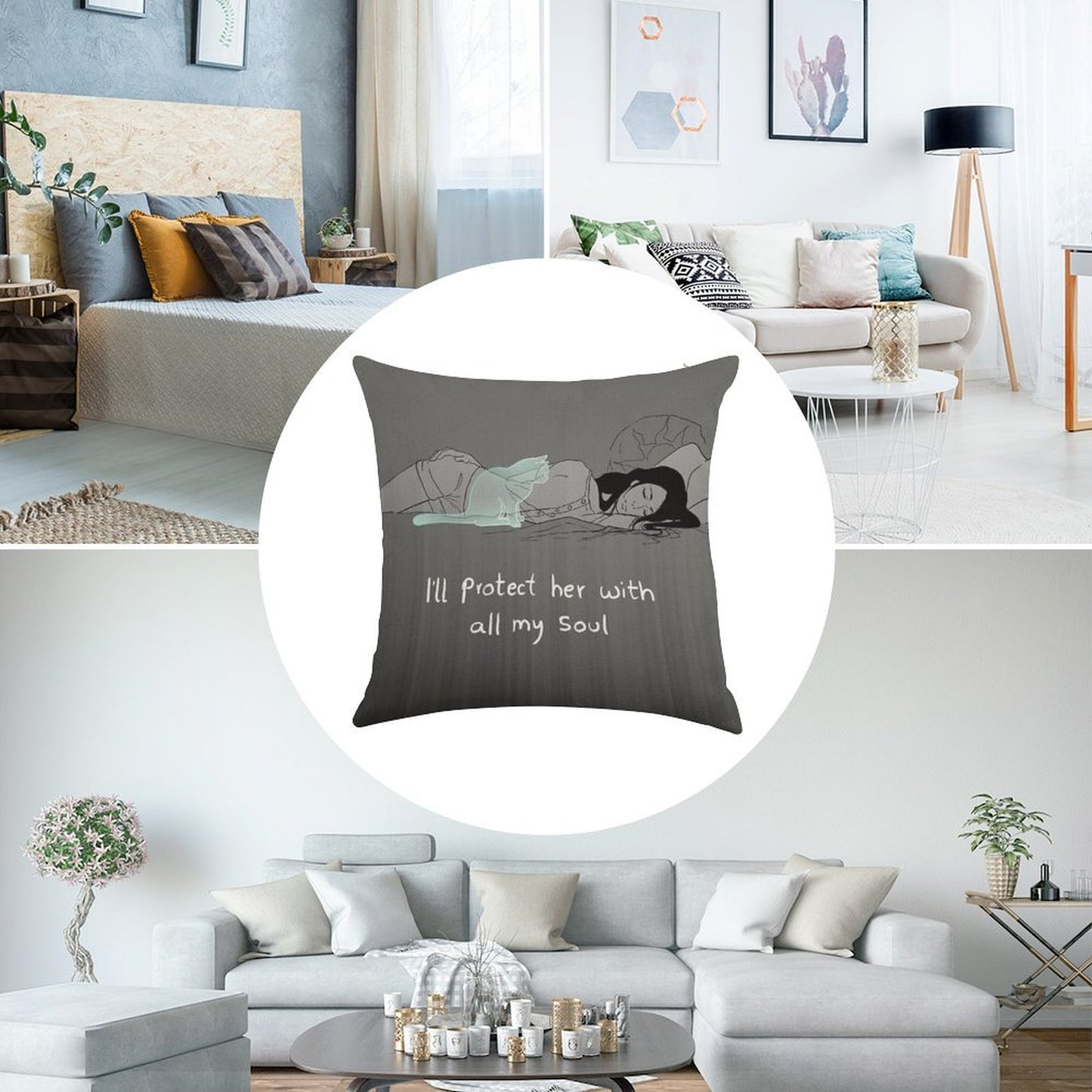 Guardian Soul Linen Throw Pillow Cover