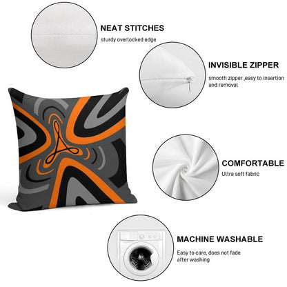 Hail Adobe - Orange, Grey, And Black Soft Bedroom Essential Throw Pillow