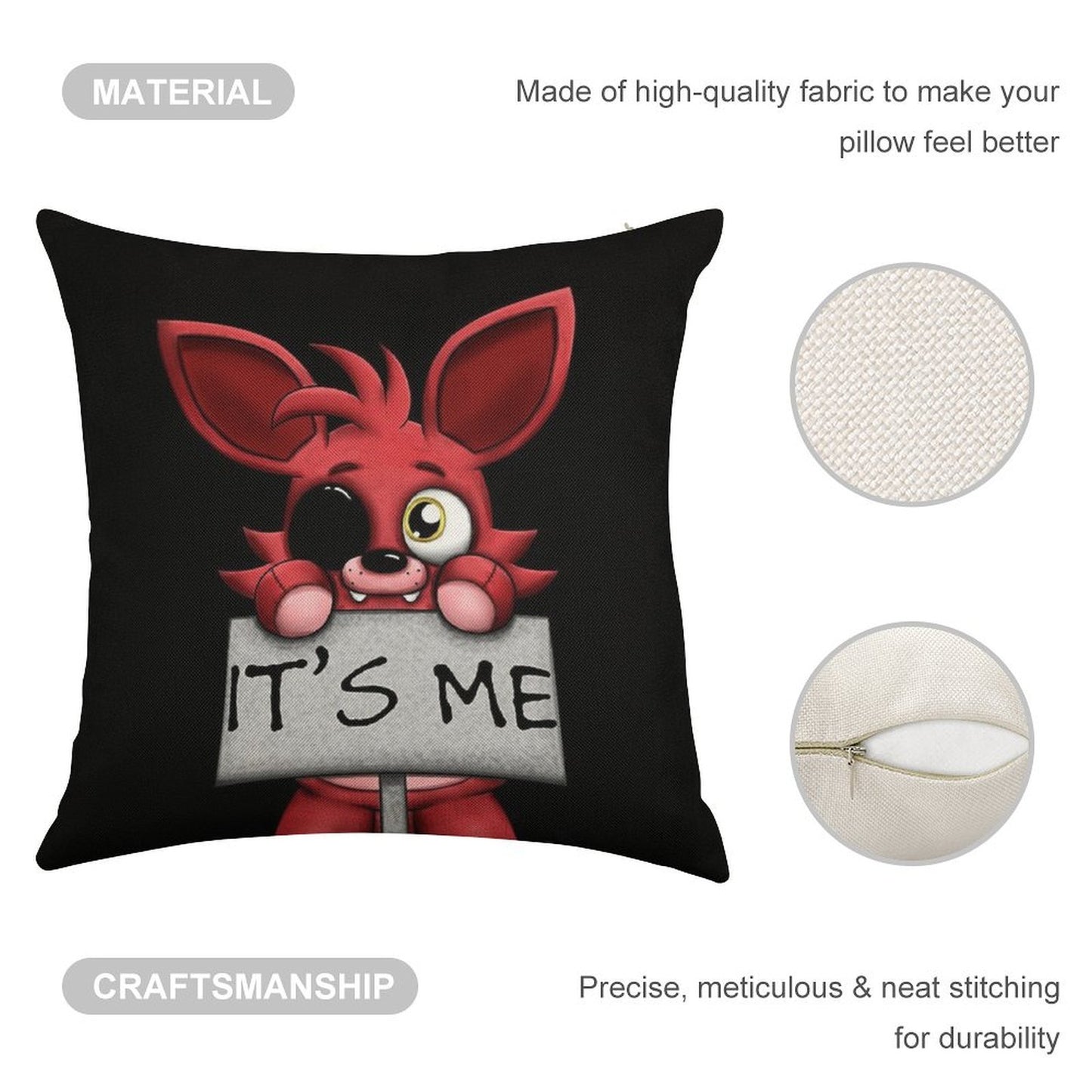 FNAF Plush Foxy Linen Throw Pillow Cover
