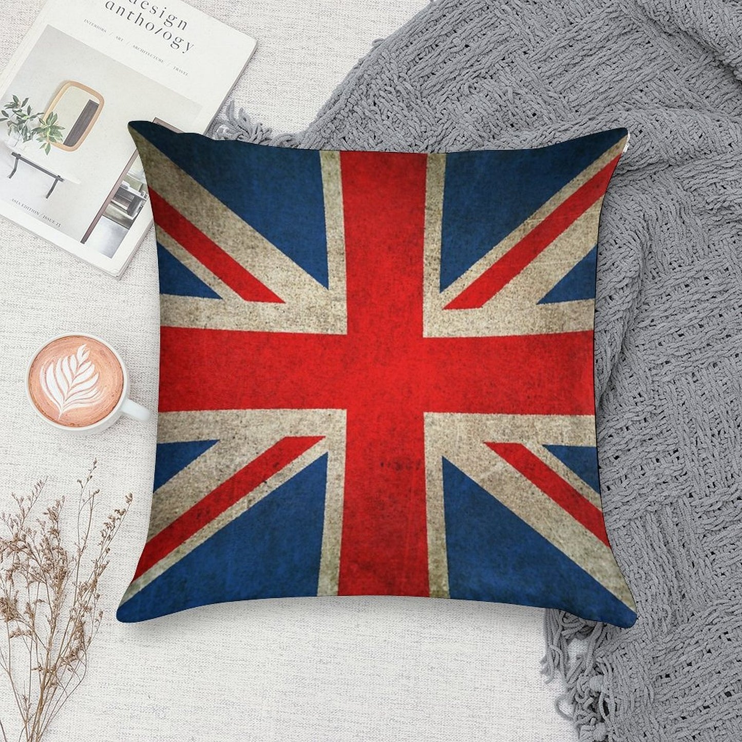 Old And Worn Distressed Vintage Union Jack Flag Soft Skin-Friendly Throw Pillow