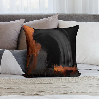 Black Orange Abstract Soft Home Decor Throw Pillow