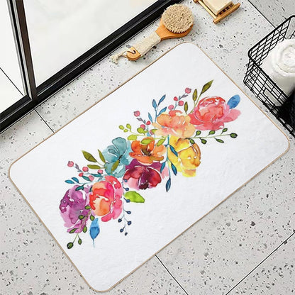 Bright Flowers Summer Watercolor Peonies  Anti-Trip Bath Mat