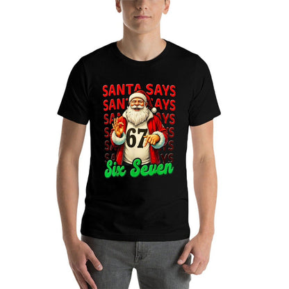 Funny Santa Says Six Seven Christmas 67 Meme Xmas Boys Girls  Trendy Pattern T-Shirt
