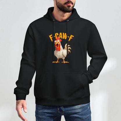 Funny F-Awk-F Chicken F-Caw-F Rooster Pun Retro Medium-Weight Fabric Hoodie