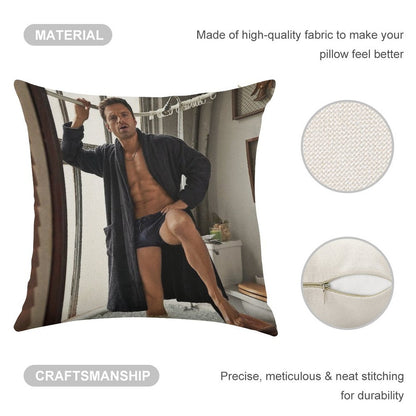 Sebastian Stan Linen Throw Pillow Cover