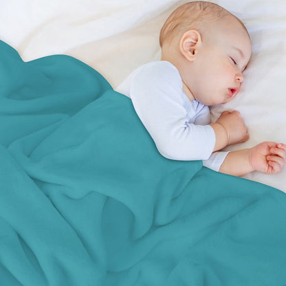 Half Striped Gray - Solid Turquoise Throw Blanket