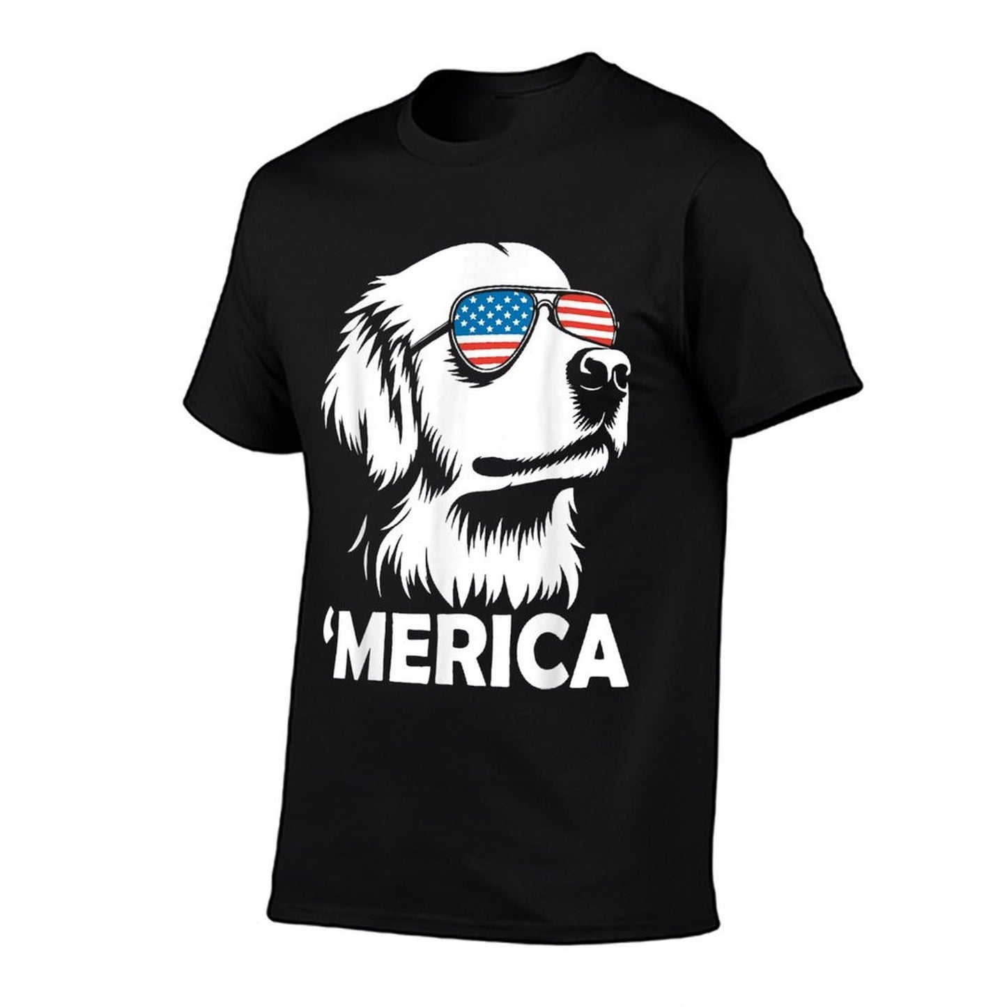 Golden Retriever 4th of July Merica  Fade-proof Color T-Shirt