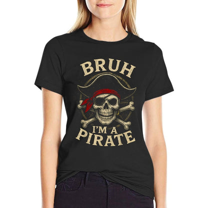 Bruh Im A Pirate Lazy Pirate Skull Costume Halloween  Oversized Silhouette T-Shirt