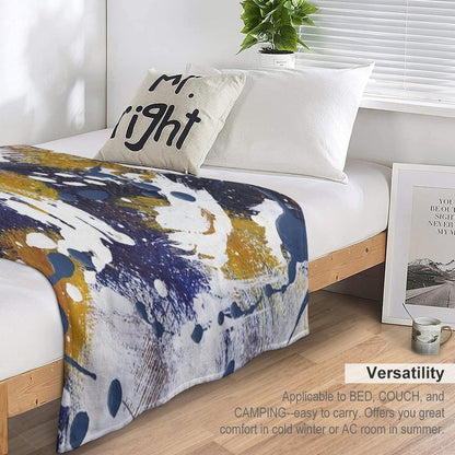 Blue And Gold Abstract Throw Blanket