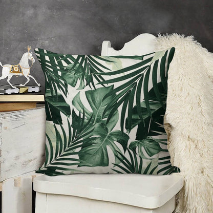 Tropical Jungle Leaves Pattern #4 #tropical #decor #art Linen Throw Pillow Cover