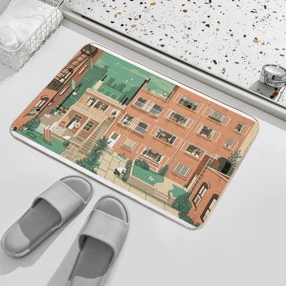 Travel Posters - Hitchcock's Rear Window - Greenwitch Village New York  Stain-Proof Bath Mat