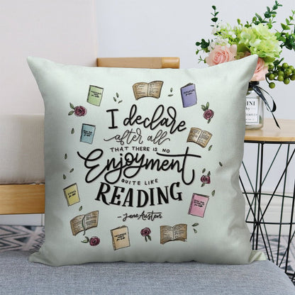 No Enjoyment Like Reading Linen Throw Pillow Cover