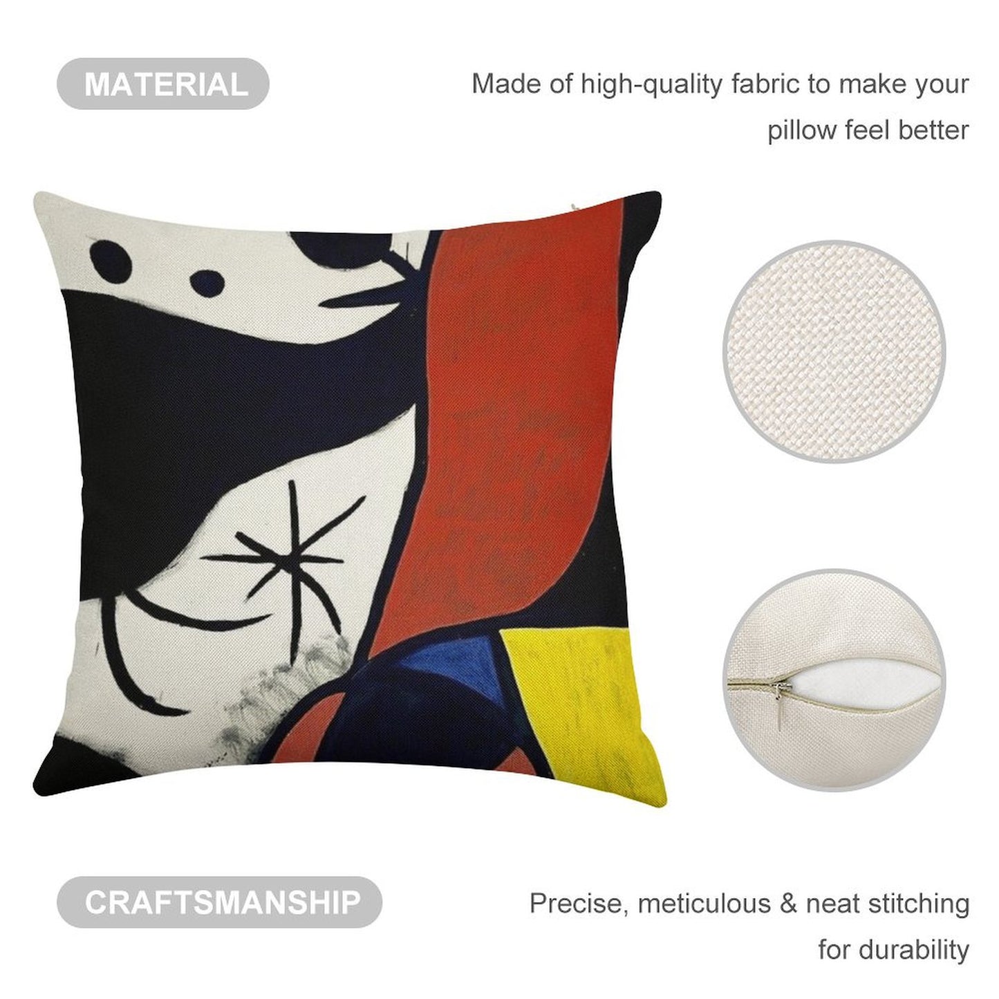 Mirò Art 1 Linen Throw Pillow Cover