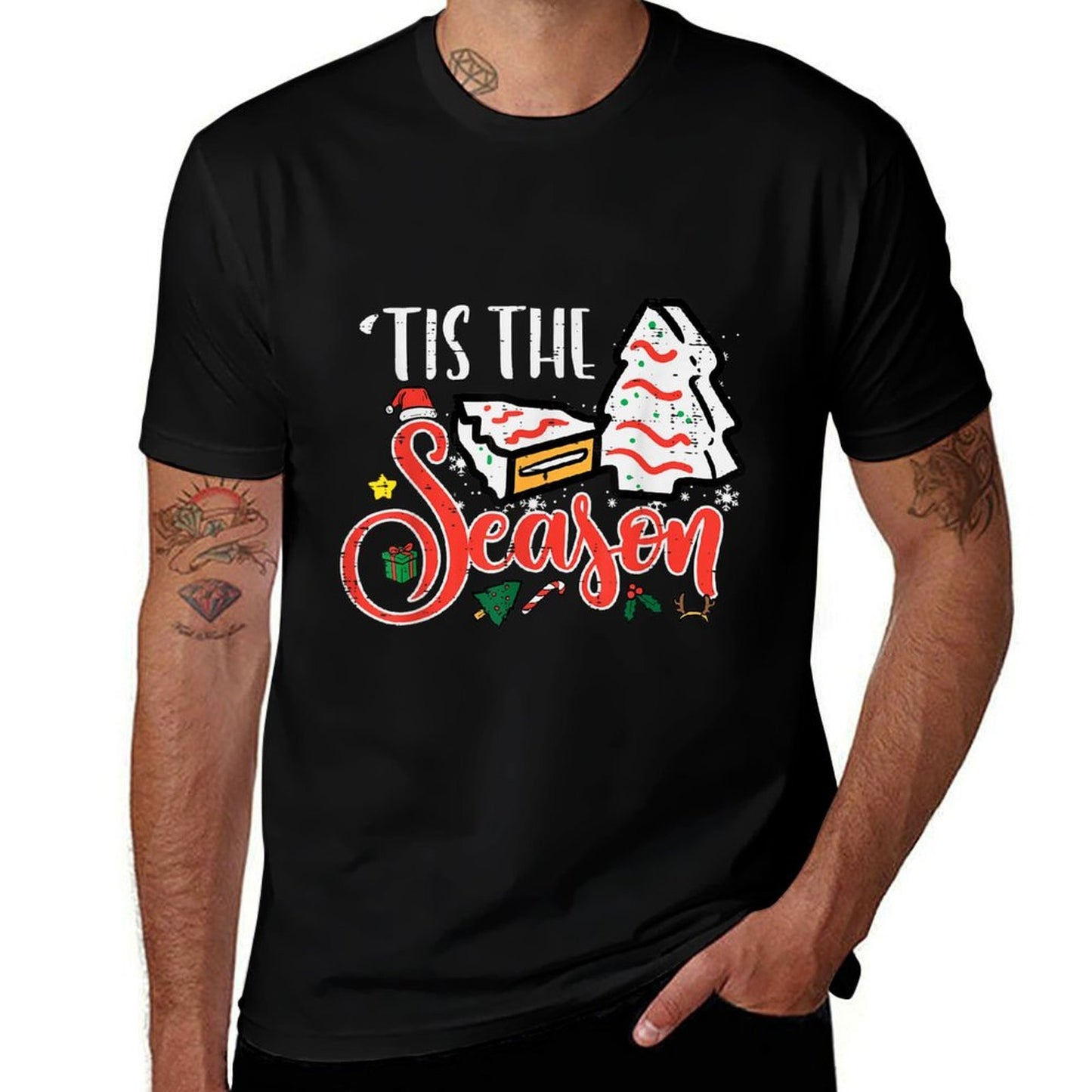 Tis The Season Christmas Cakes Retro Xmas Men Women Kids  Graphic-printed T-Shirt
