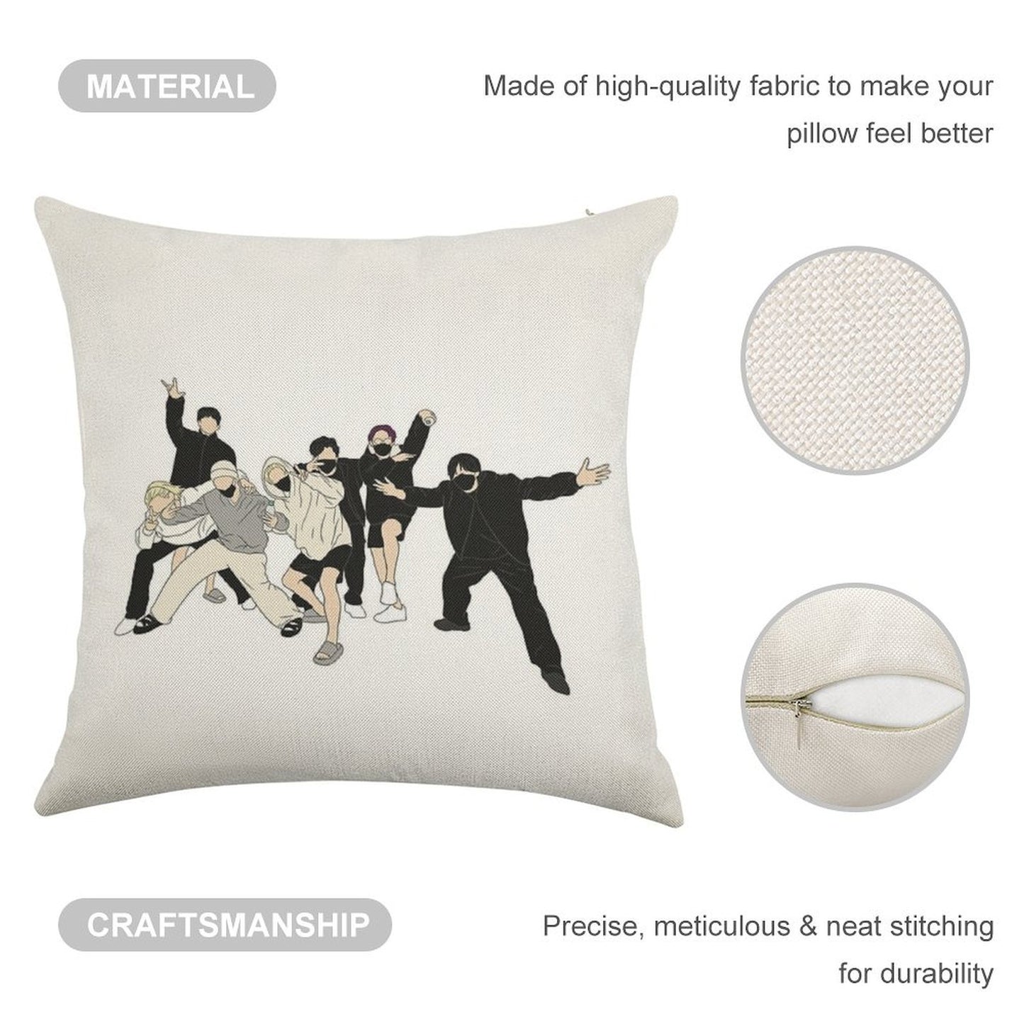 Stray Kids Responsible Kids Linen Throw Pillow Cover