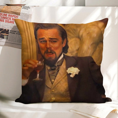 Leonardo DiCaprio Meme Linen Throw Pillow Cover