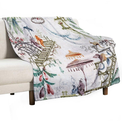 Enchanted Forest Chinoiserie Throw Blanket