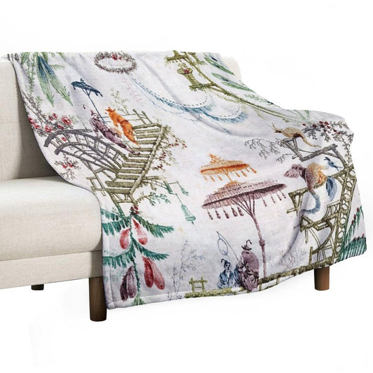 Enchanted Forest Chinoiserie Throw Blanket