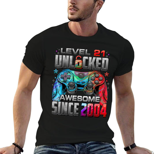 Level 21 Unlocked Awesome Since 2004 21st Birthday Gaming T-Shirt