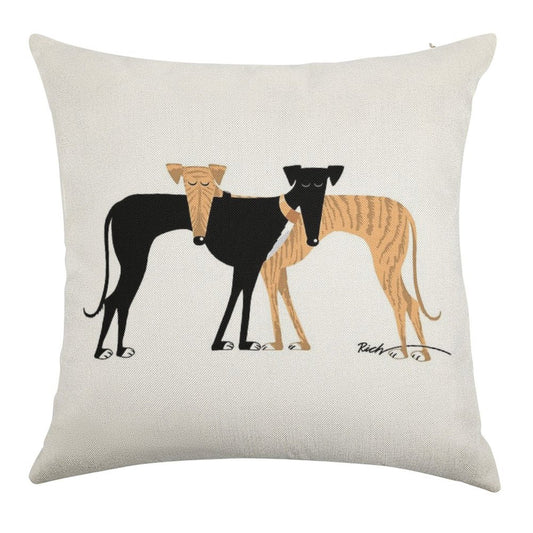 Head Rest Brindle Hound Linen Throw Pillow Cover