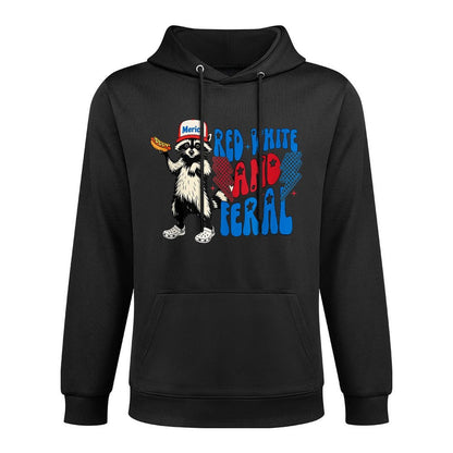 Funny Raccoon 4th Of July Patriotic Cute Red White And Feral Versatile Streetwear Hoodie