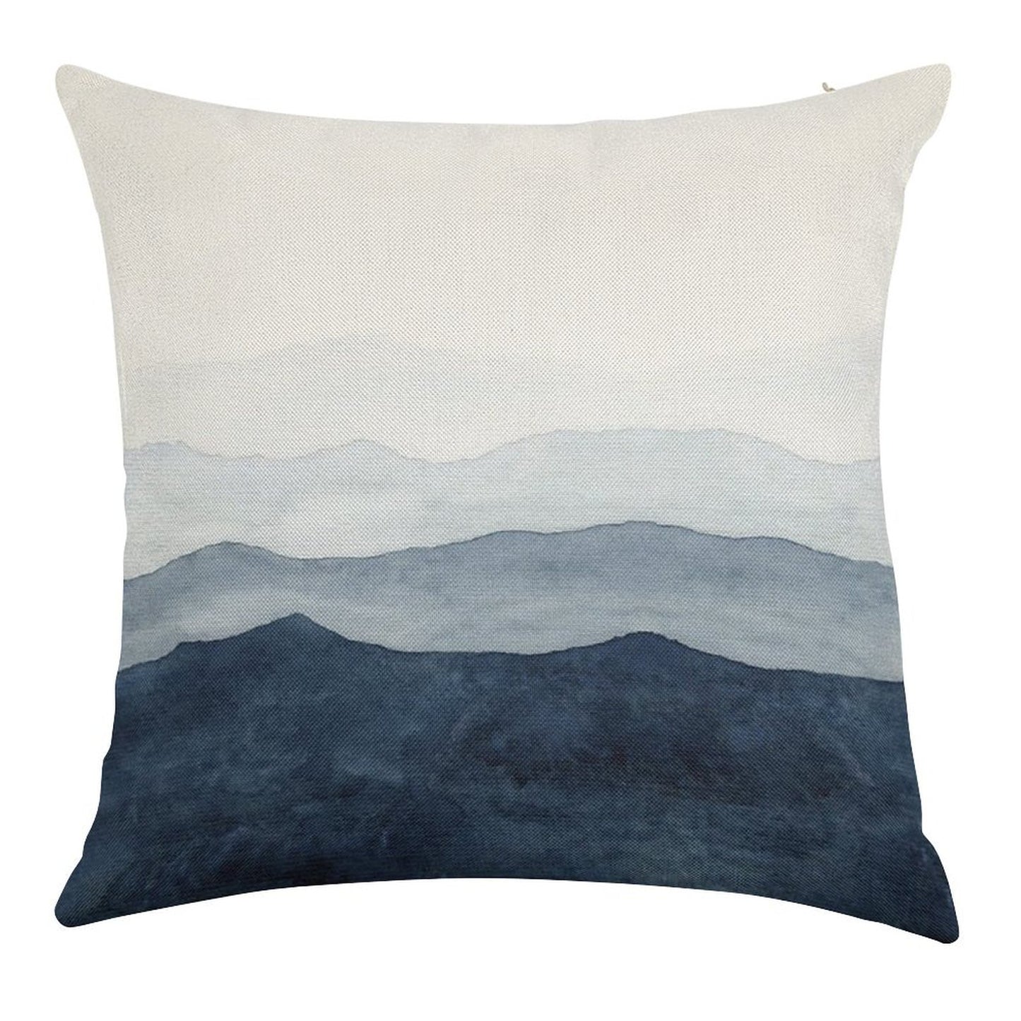 Mountains Ombre  Indigo Abstract Watercolor Linen Throw Pillow Cover