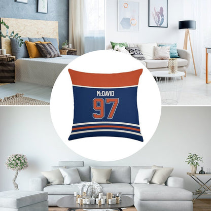 Edmonton Oilers Connor McDavid Home Jersey Back Phone Case Linen Throw Pillow Cover