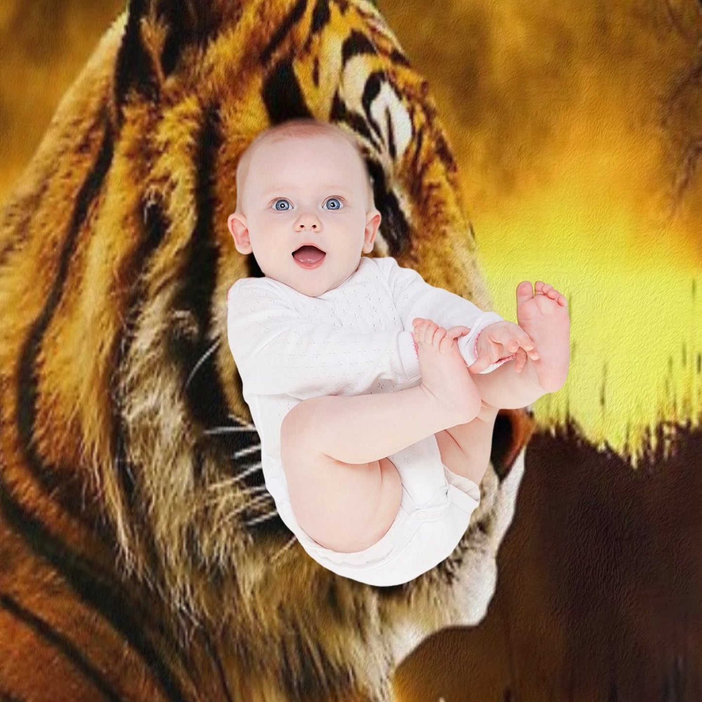 Tiger And Sunset Throw Blanket