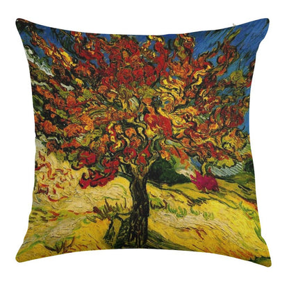 Van Gogh Mulberry Tree Print Linen Throw Pillow Cover