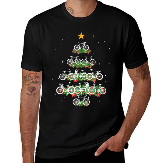 Bicycle Xmas Tree Ornaments Bike Rider Christmas Cycling  Summer-ready Fabric T-Shirt