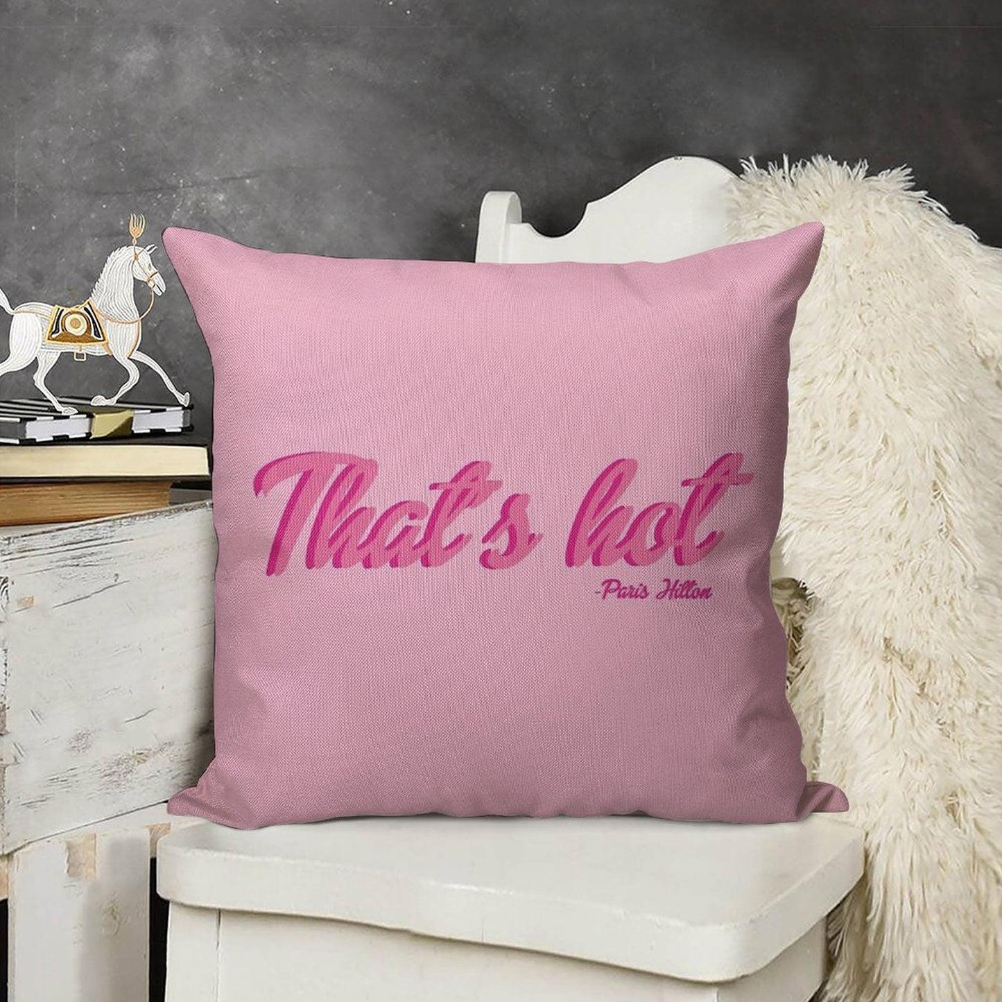 That's Hot Paris Hilton Text Print Linen Throw Pillow Cover