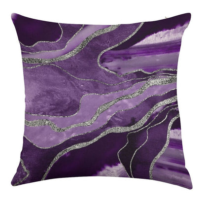 Purple Marble Agate Silver Glam #1 (Photo of Glitter Only - Not Reflective) Linen Throw Pillow Cover