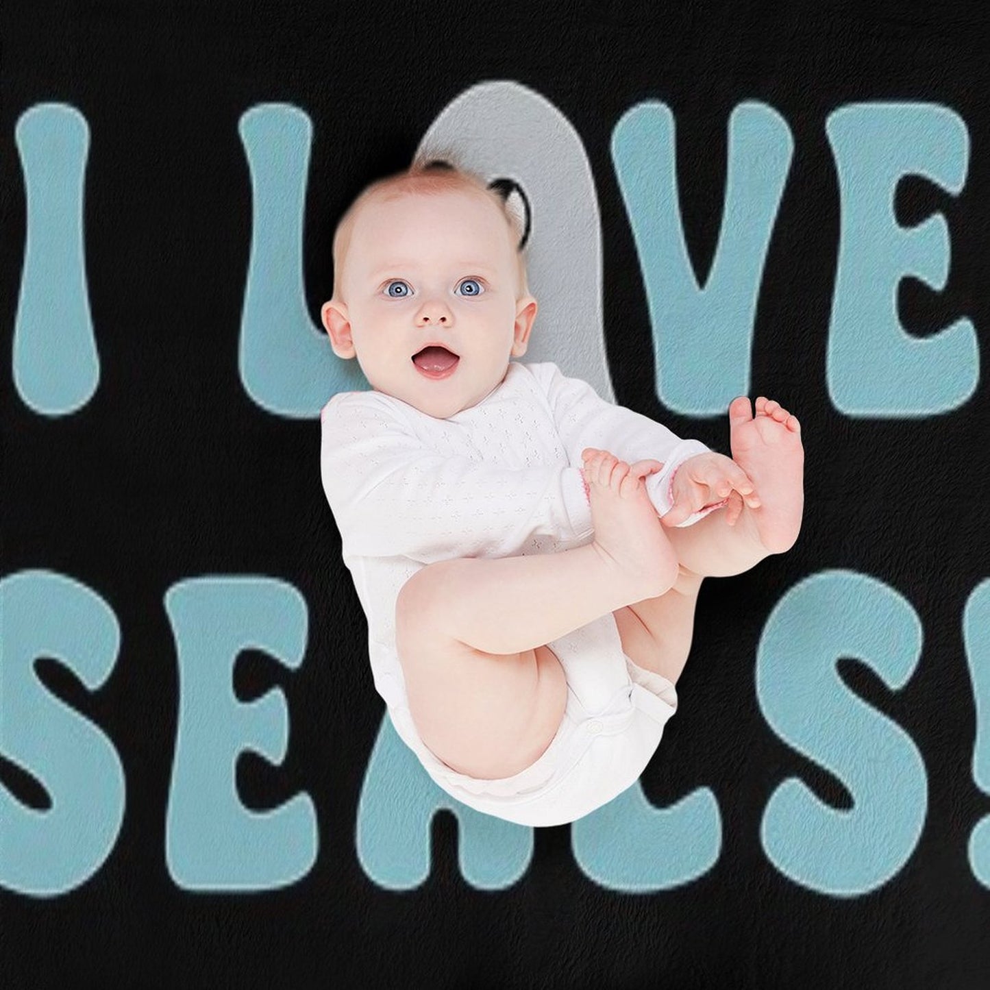 I Love Seals Sticker Artwork Throw Blanket