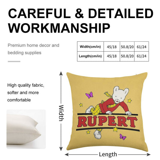 Rupert Bear Linen Throw Pillow Cover