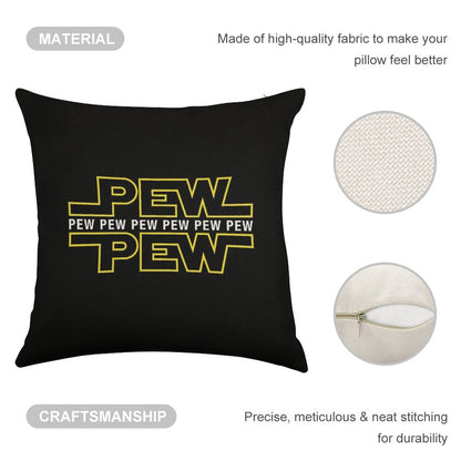 Pew Pew Pew Linen Throw Pillow Cover