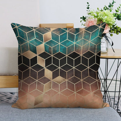 Ombre Dream Cubes Linen Throw Pillow Cover