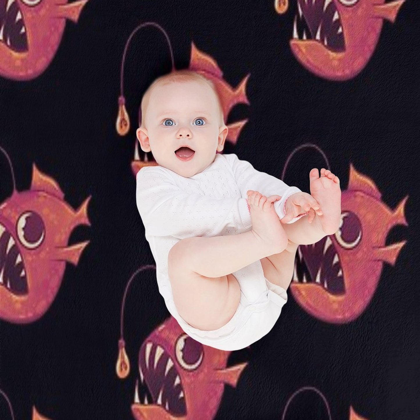Cute Anglerfish (Red) Throw Blanket