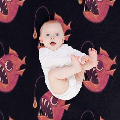 Cute Anglerfish (Red) Throw Blanket