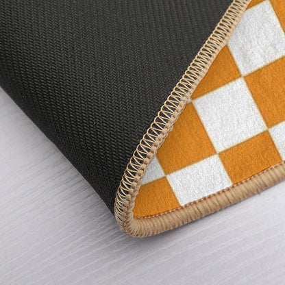 Orange White Checkerboard Bath Mat