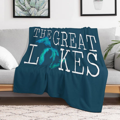 The Great Lakes Watercolor Lakes Throw Blanket