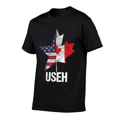 Half Canadian American USEH Canada USA Flag United States T-Shirt
