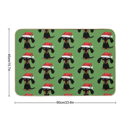 Santa Dachshund  Funny Wiener Dog Christmas Durable Bath Mat