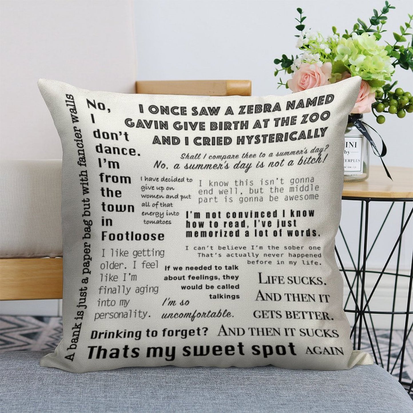 New Girl Nick Miller Quotes Linen Throw Pillow Cover