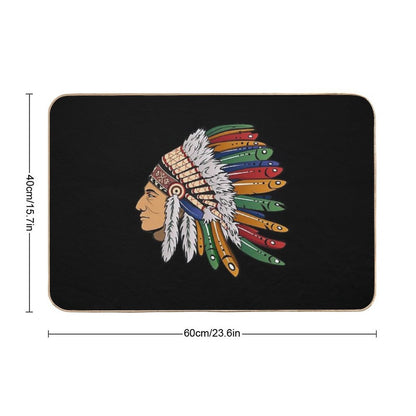 Indian Chief With Headdress Bath Mat