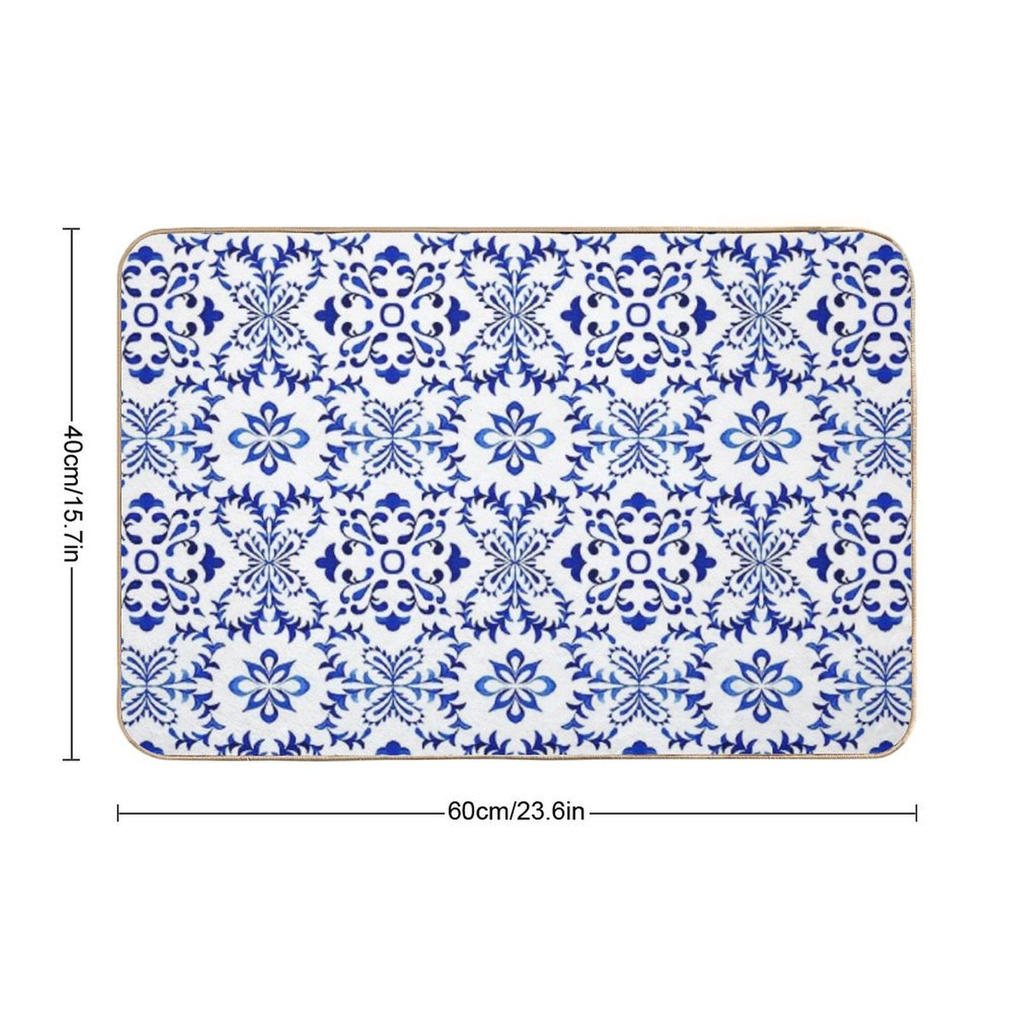 Azulejo Portuguese Tile Watercolor Artwork 19 Bath Mat